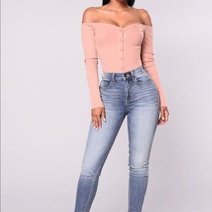 Fashion Nova Fool In Love Bodysuit Mauve XS